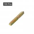 Uxcell M4 Hanger Bolts Length 1 25mm Double Headed Self-tapping Screw 4mm Wood Joint Furniture Legs 100pcs
