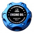 Vms Racing Blue Oil Cap With Black Engine Notice Emblem In Cnc Machined Billet Aluminum Compatible Chevy Chevrolet Camaro Ss