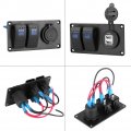 Qiilu 2 Gang Rocker Switch Panel 3 Pin On Off Pre-wired Aluminum Waterproof For 12v 24v Automotive Cars Marine Boats Atvs