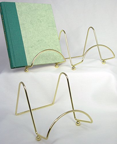 4 Inch Set of 3 Smooth Brass Metal with Feet Wire Easel Display Stand Plate Holders