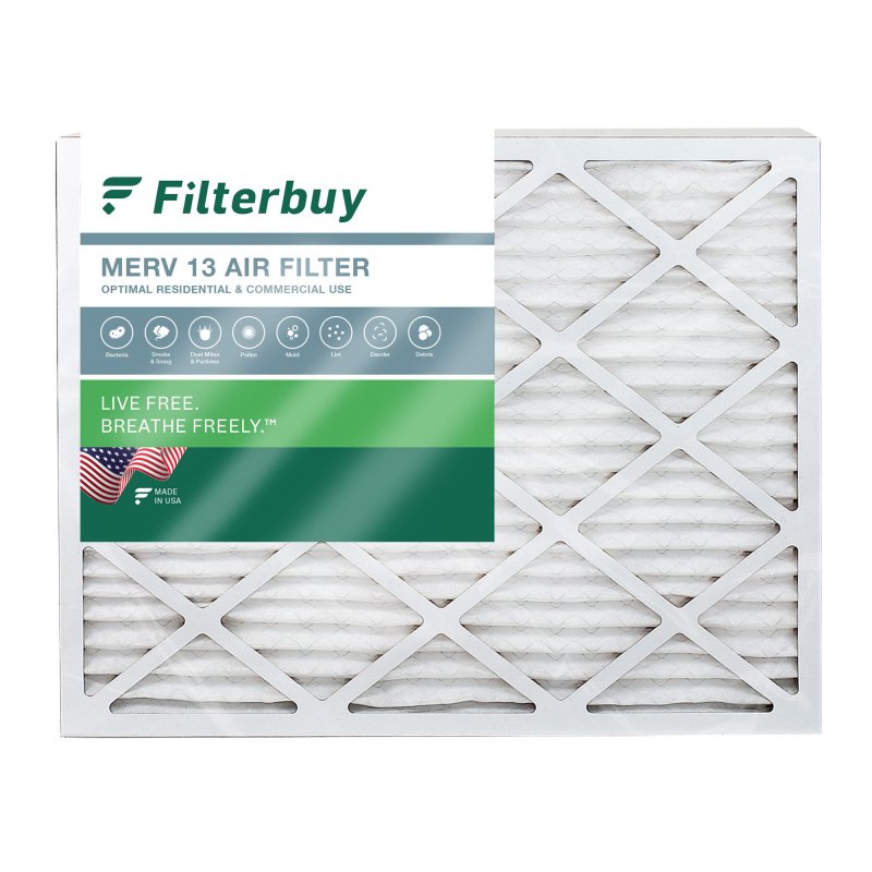 Filterbuy 24x25x4 Air Filter Merv 13 Optimal Defense 1-pack Pleated Hvac Ac Furnace Filters Replacement Actual Size 23 75 X 24