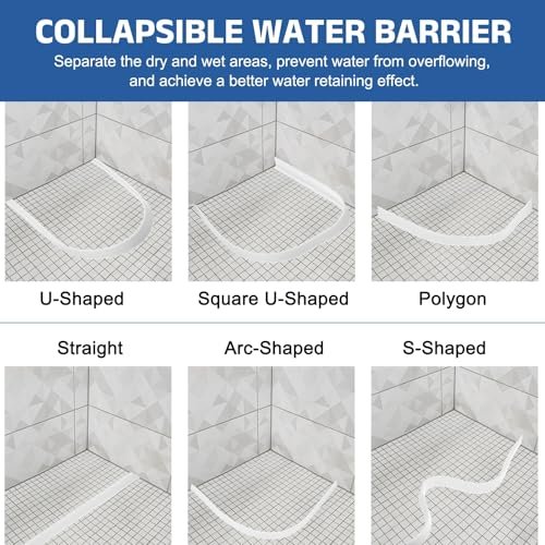 Flexible Shower Water Barrier 39 Tpe Edge Stopper Blocker Splash Guard For Bathtub Sink Washing Machine Dry And Wet Separation
