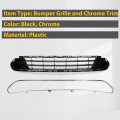 Kuafu Bumper Grille And Chrome Trim Compatible With 2010-2012 Ford Fusion Hybrid S Se Sel Sedan 4-door Replacement For