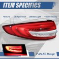 Fo2804118 Full Led Rear Outer Tail Lights Brake Lamps Compatible With Ford Fusion 2017-2020 Driver Left Side Chrome Housing Red