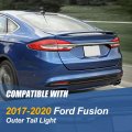 Fo2804118 Full Led Rear Outer Tail Lights Brake Lamps Compatible With Ford Fusion 2017-2020 Driver Left Side Chrome Housing Red