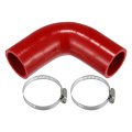 1 Set 45mm 77 Id 100mm 3 94 Length 90 Degrees Red Car Silicone Hose Coolant With Clamps Universal 