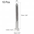 Uxcell Hex Lag Screws M8 X 75mm 304 Stainless Steel Half Thread Self-tapping Bolts For Wood Screw 10pcs