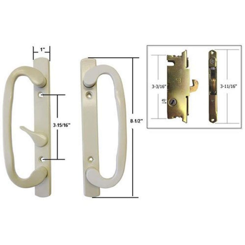 Technologylk Stb Sliding Glass Patio Door Handle Set With Mortise Lock Beige Non-keyed 3-15 16 Screw Holes