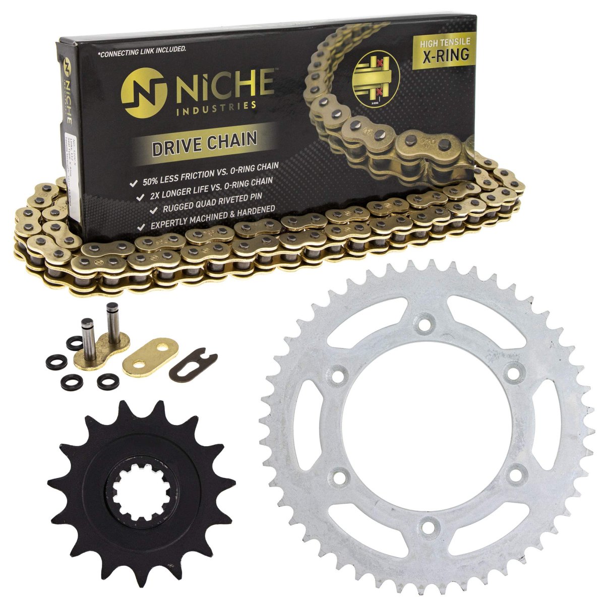 Niche Drive Sprocket Chain Combo For Husaberg Fe550e Front 15 Rear 48 Tooth 520v-x X-ring 116 Links