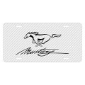 Ford Mustang Script White Carbon Fiber Look Graphic Special Aluminum Metal License Plate Official Licensed 