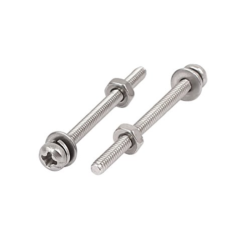 Uxcell M2 X 25mm 304 Stainless Steel Phillips Pan Head Screws Nuts W Washers 25 Sets