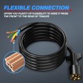Mictuning Heavy Duty 7 Way Plug Inline Trailer Cord With Double Prongs Connector 8 Feet Weatherproof