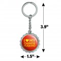 I Love My Chinese Husband Keychain Chrome Plated Metal Pop Cap Bottle Opener