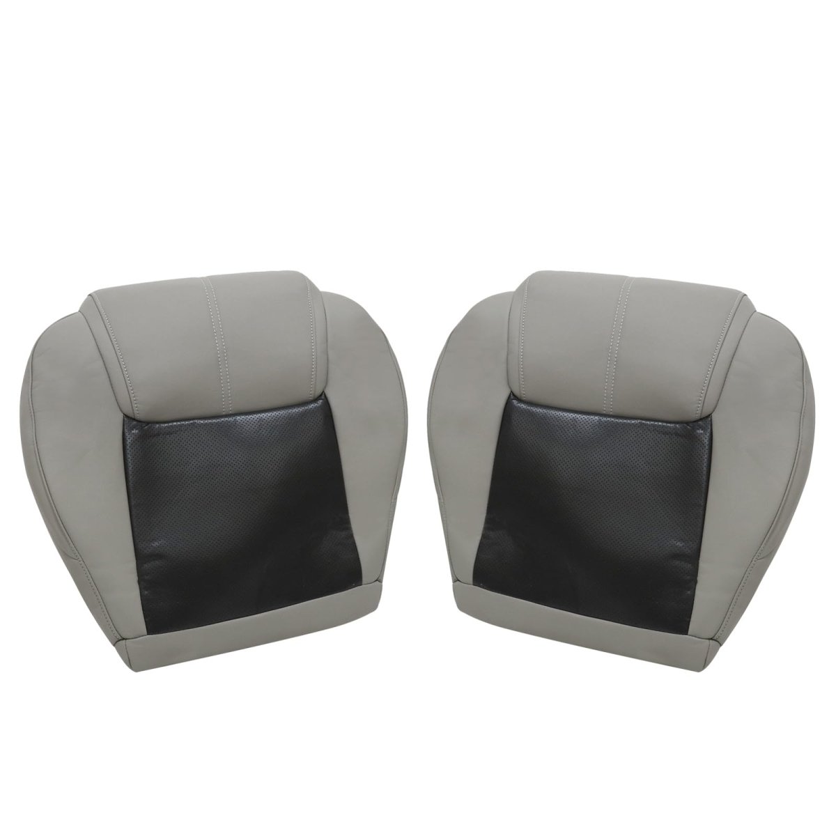 Front Driver Passenger Bottom Replacement Leather Seat Covers Perforated 2-tone Gray For Jeep Commander 2006 2007 2008 2009