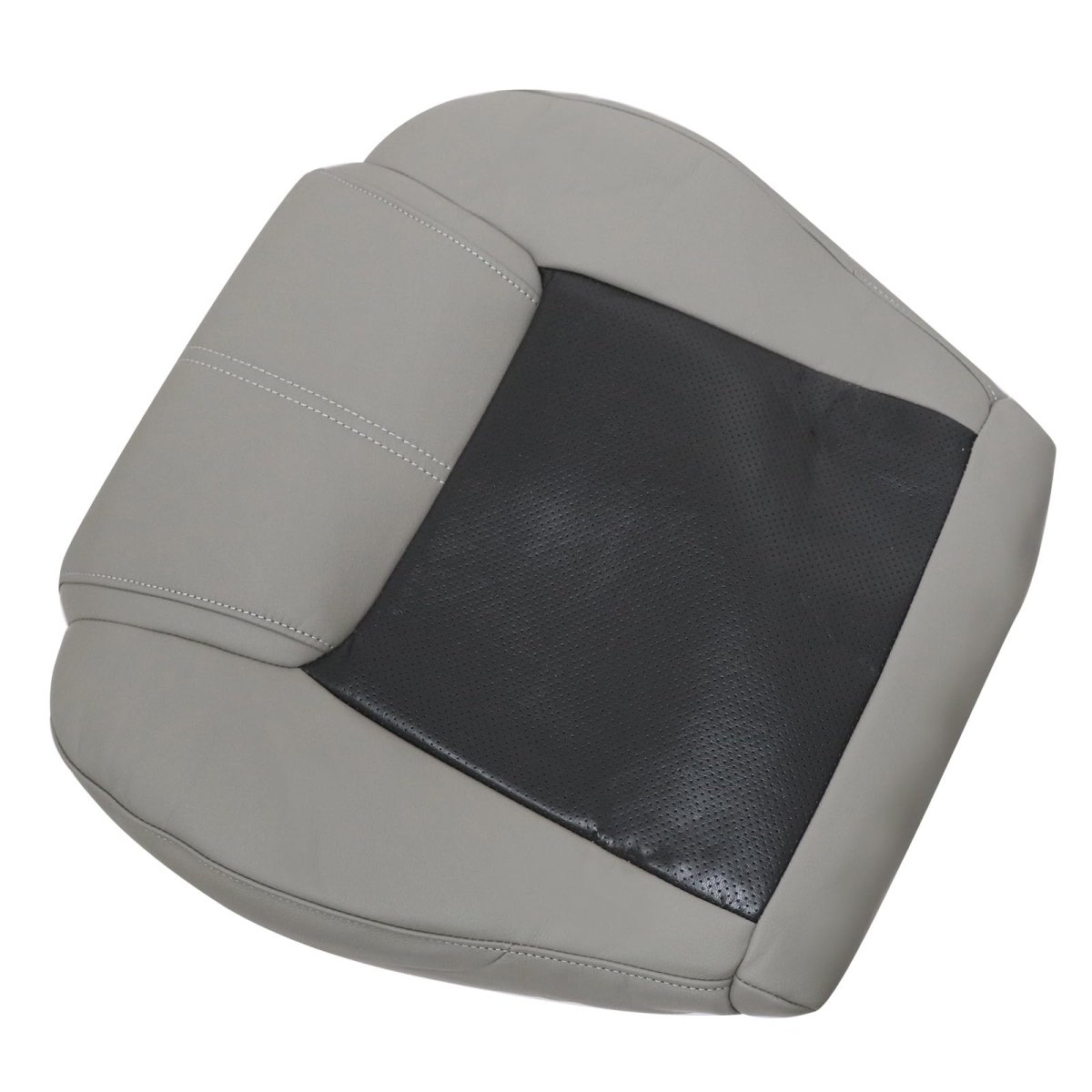 Front Driver Passenger Bottom Replacement Leather Seat Covers Perforated 2-tone Gray For Jeep Commander 2006 2007 2008 2009