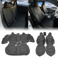 Ikon Motorsports Full Set Car Seat Covers For 2017-2023 Tesla Model 3 4-door Black Nappa Leather Front Rear 5-seat Cover 