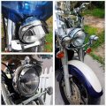 Httmt Mt325-014-cd Visor Chrome 7 Inches Headlight Visor Compatible With Kawasaki Vulcan Vn 1500 1600 Suzuki Intruder Boulevard