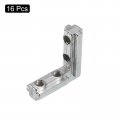 Uxcell L-shape Interior Joint Bracket 16pcs Inside Corner Connectors For 3030 Series Aluminum Extrusion Profile Slot 8mm Silver
