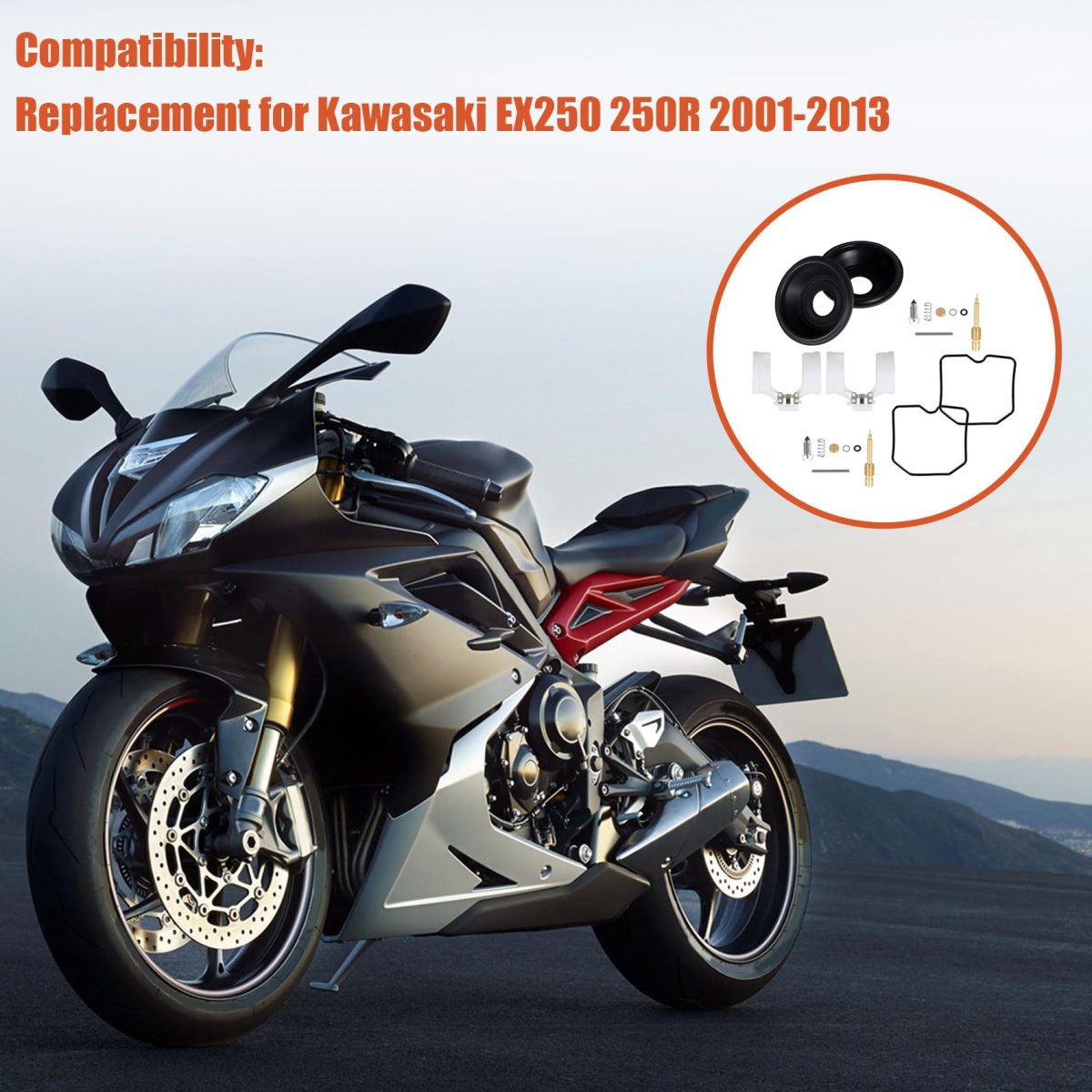Carburetor Repair Kit Replacement For Kawasaki Ex250 250r 2001 To 2013 Set Of 2 Easy Installation Machined Finish