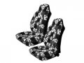 A Set Of 2 Universal-fit Hawaiian Front Bucket Seat Covers For Suv Truck Seats With Armrest Charcoal Hibiscus Floral Print 