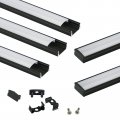 Muzata 5pack 3 3ft 1m Black Led Channel System With Anti-uv Sun Protection Milky White Cover Lens Aluminum Extrusion Profile 