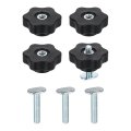 4 Set Track Knob Kit With Star Knobs And 1 -20 X 1-1 Slot Bolts T Drop-in Sliding Accessories For Woodworking Jigs Fixtures 