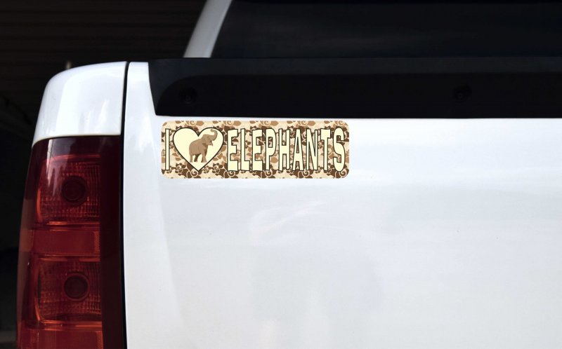 Stickertalk I Love Elephants Vinyl Sticker 10 Inches By 3