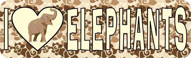 Stickertalk I Love Elephants Vinyl Sticker 10 Inches By 3