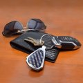 Ipick Image Compatible With Hemi 5 7 Liter Real Black Carbon Fiber Chrome Metal Teardrop Key Chain Key-ring