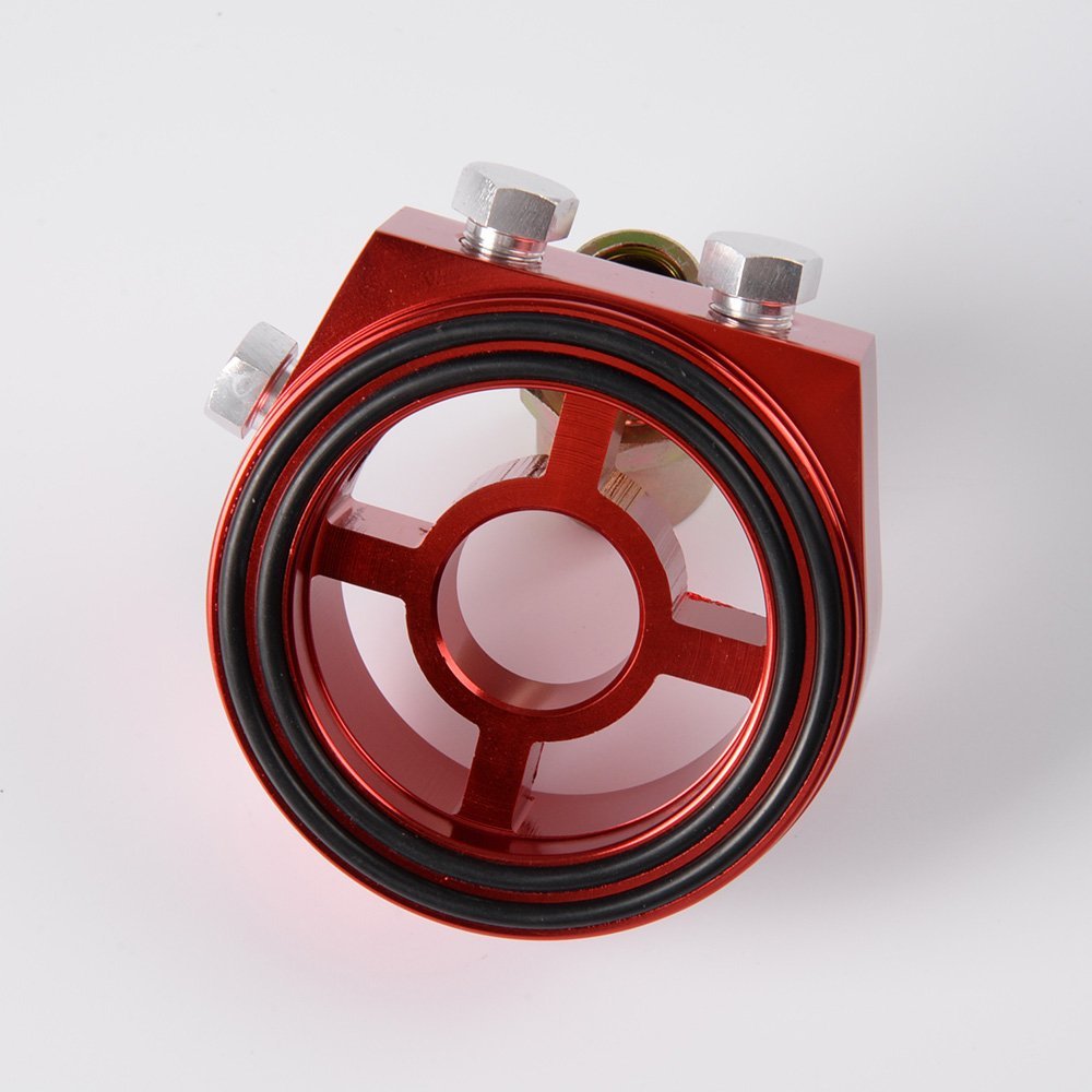 Racing Sport Jdm Aluminum Oil Gauge Filter Sandwich Adapter Plate Kit M20 X 1 5 Red 3 In Diameter 8 Thickness T6061