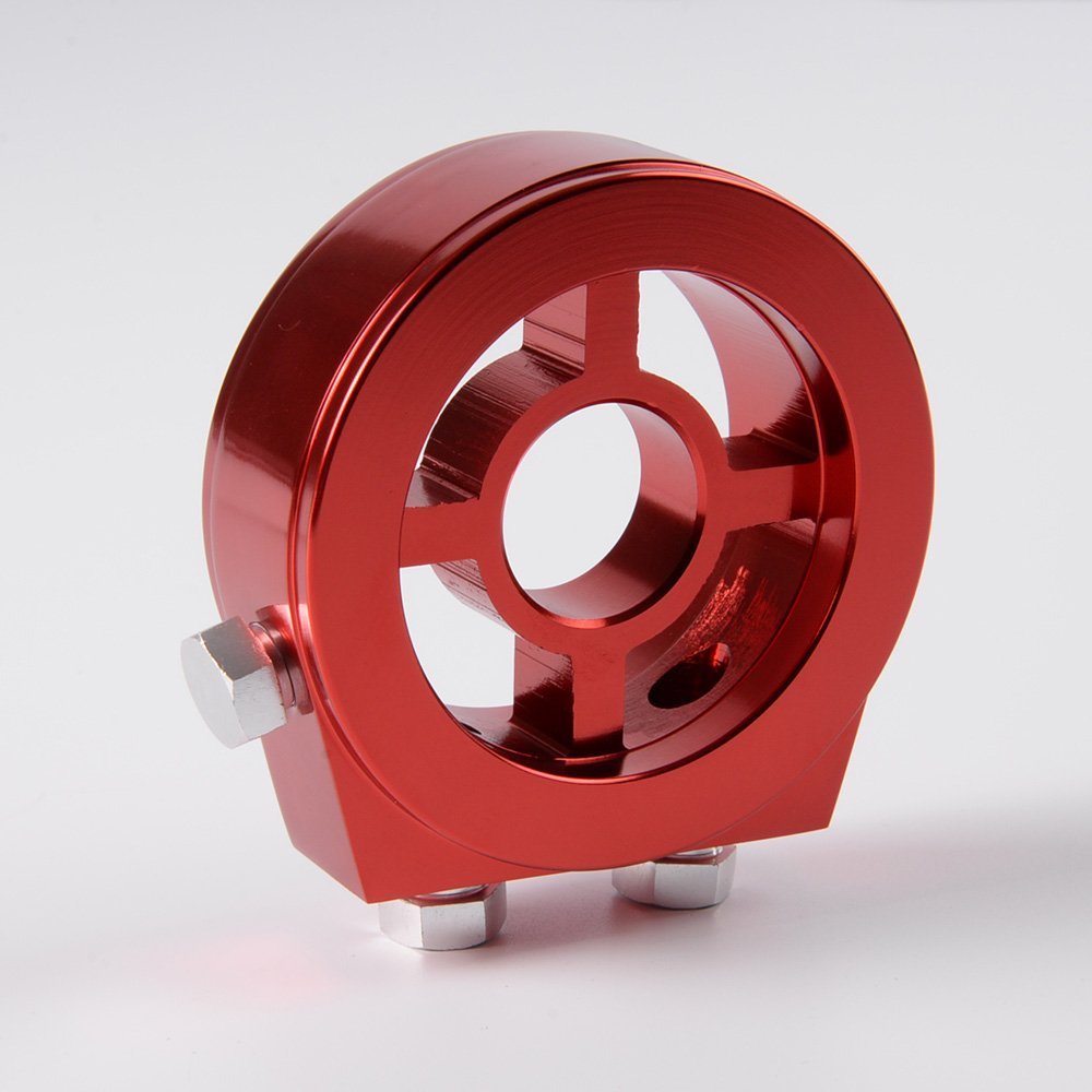Racing Sport Jdm Aluminum Oil Gauge Filter Sandwich Adapter Plate Kit M20 X 1 5 Red 3 In Diameter 8 Thickness T6061