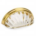 Cosmas 6381bb-c Brushed Brass With Clear Glass Cabinet Cup Pull 3 Inch 76mm Hole Centers 