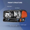 Headlight Assembly Pair Fit For Gmc Sierra 1500 1999-2006 Classic 2007 Hd 2001-2003 2005-2006 Bulbs Not Included