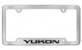 Gmc Yukon Chrome Plated Metal License Plate Frame Holder Bottom Engraved With Uv Protected Epoxy And Matching Screw Cap Covers 