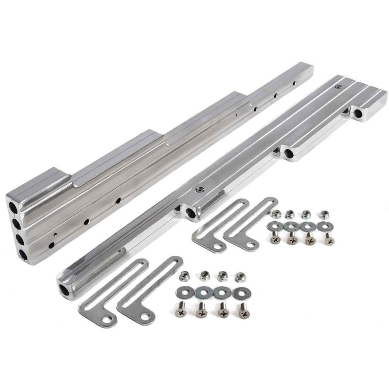 Jegs Aluminum Wire Loom Set Fits Up To 9 5mm Spark Plugs Polished And Ball Milled Finish Includes Two Wire Looms Mounting