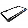Ipick Image Made For Ford Explorer Carbon Fiber Texture Blue Stripe Black Metal License Plate Frame