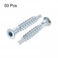 Uxcell Furniture Confirmat Screw 50pcs 7x40mm Hex Socket Woods Zinc Plated Countersunk Self-tapping Connecting Screw