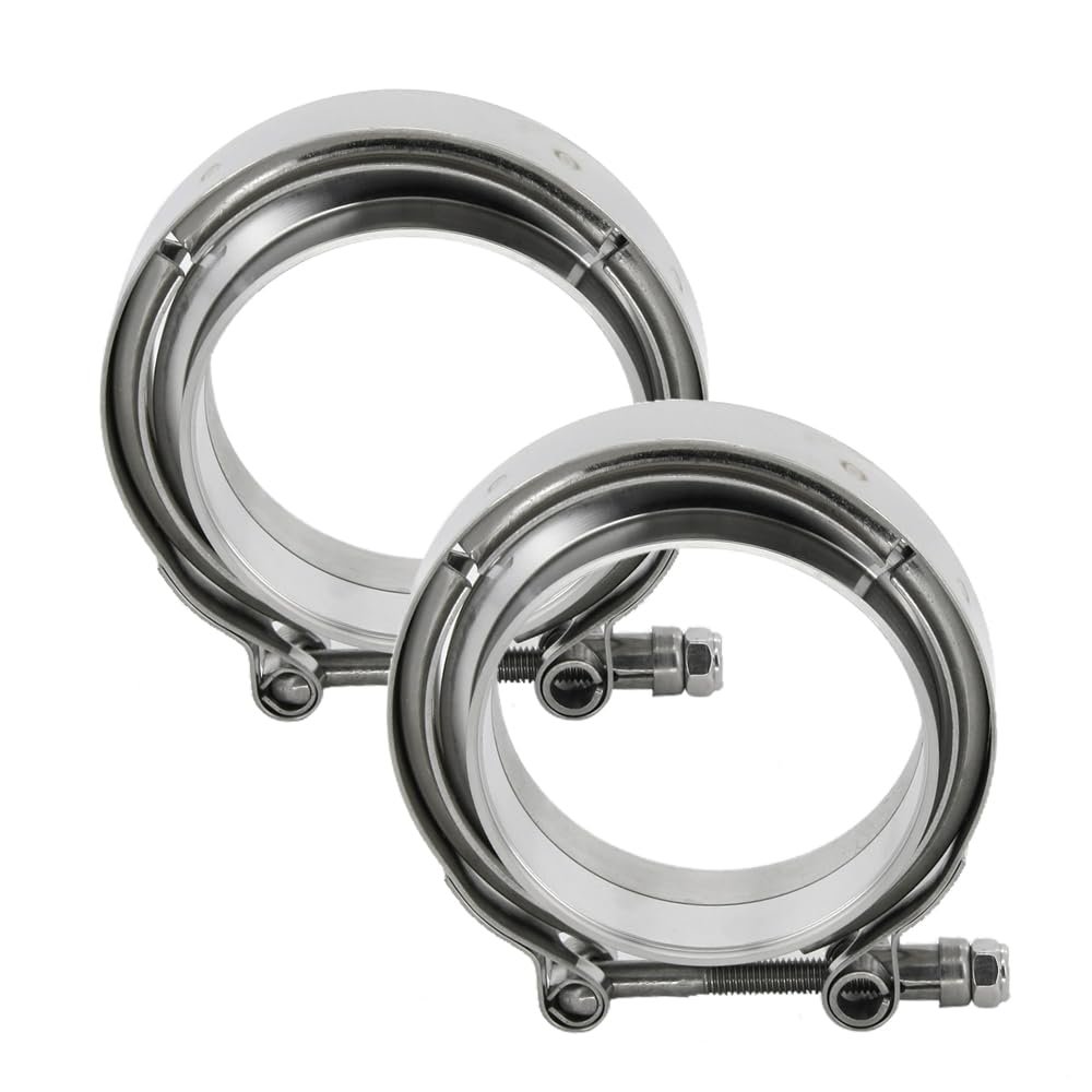 4 In Stainless Steel Exhaust V Band Clamp Male Female Flange Assembly 2 Piece Kit For Turbo High Horsepower Performance Systems