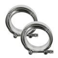 4 In Stainless Steel Exhaust V Band Clamp Male Female Flange Assembly 2 Piece Kit For Turbo High Horsepower Performance Systems 
