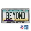Chevrolet Corvette C7 License Plate Frame Silver Real 3k Carbon Fiber Finish Abs Plastic 3d Logo Universal Fit 12 In X 6