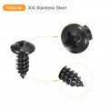 Uxcell 5mm X 12mm Phillips Pan Head Self-tapping Screw 50pcs 304 Stainless Steel Round Wood Full Thread Black