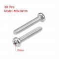 Uxcell M5x30mm Machine Screws Phillips Cross Pan Head Screw 304 Stainless Steel Fasteners Bolts 30pcs