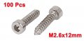 Uxcell 100 Pcs M2 6x12mm Stainless Steel Hex Socket Cap Head Self Tapping Screws