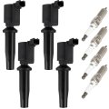 4 Ignition Coils With Iridium Spark Plugspcs Coil Packs Fits 2013018 Ford C-max 2 0l L4 2009-2019 For Escape 2 5l 2-pins