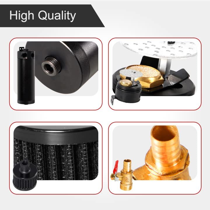 Universal 750ml Billet Aluminum Baffled 2 Port Oil Catch Can Reservoir Tank With Breather Filter And Drain Valve For Most Cars