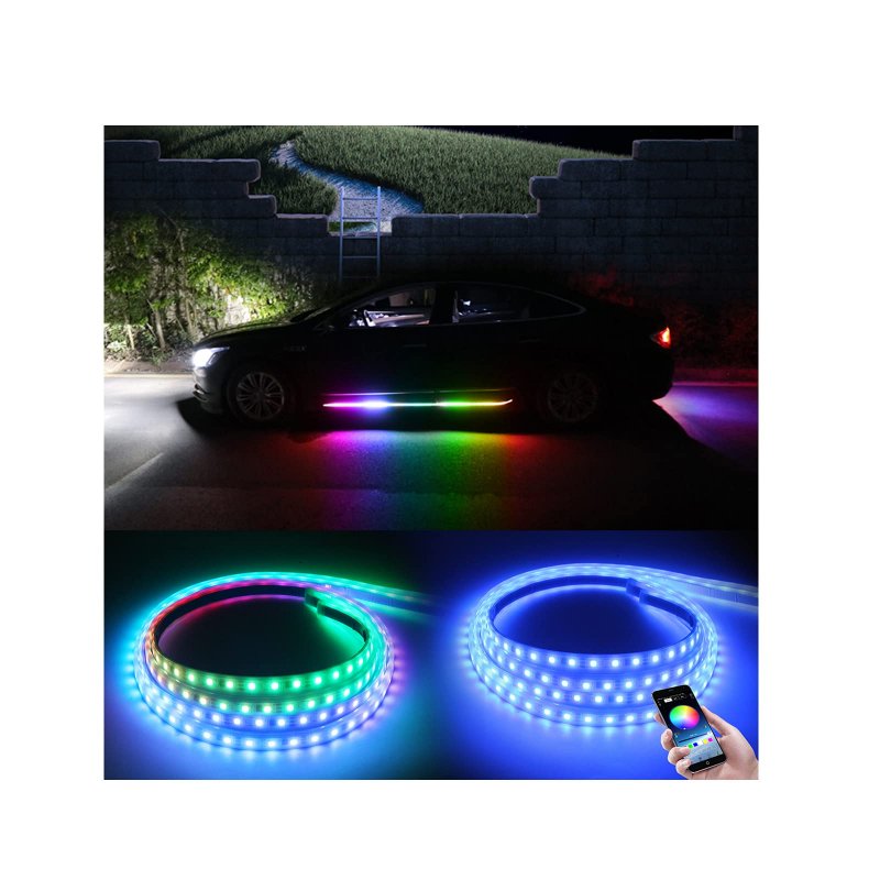 Running Board Lights 59 Inch Chasing Dream Color Smartphone App Control Extended Crew Cab 2pc Pack 90 Pcs Led Strip Truck