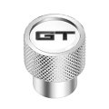 Ford Mustang Gt In White On Silver Easy-grip Aluminum Tire Valve Stem Caps 