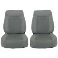 4pcs Gray Artificial Leather Seat Cover Front Driver And Passenger Side Bottom Top Lean Back Replacement For F250 F350 F450 