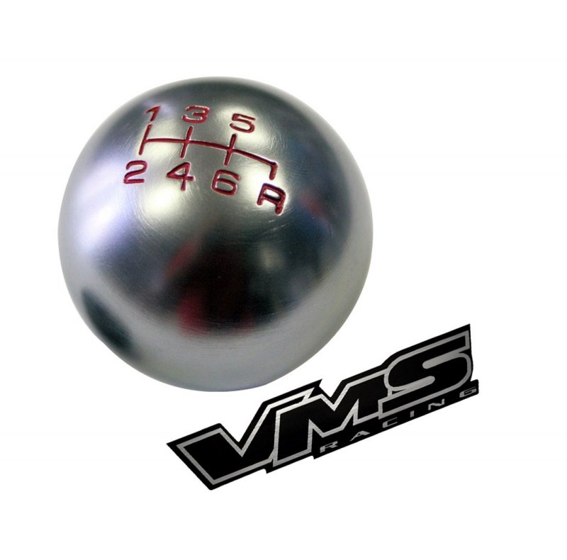 Vms Racing 10x1 25mm Thread 6 Speed Jdm Round Ball Shift Knob In Gunmetal Grey Gray Silver Billet Aluminum For 03-08 2003-2008