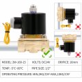 Baomain 1 2 Inch Brass Electric Solenoid Valve Water Air N C Dc 24v 2w-160-15